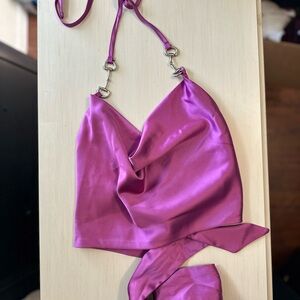 Satin Halter Top in Vibrant Purple